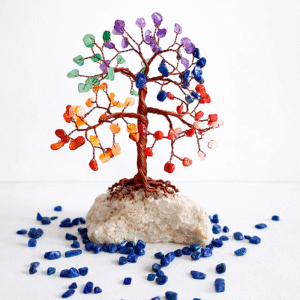 Copacel cristale chakre, decor birou, 16 cm