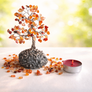 Copac decorativ realizat manual din cristale naturale de carneol